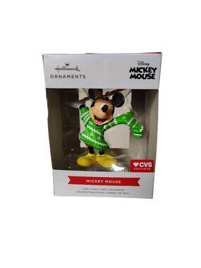 Hallmark Disney Mickey Mouse Christmas Tree Ornament In Green Sweater